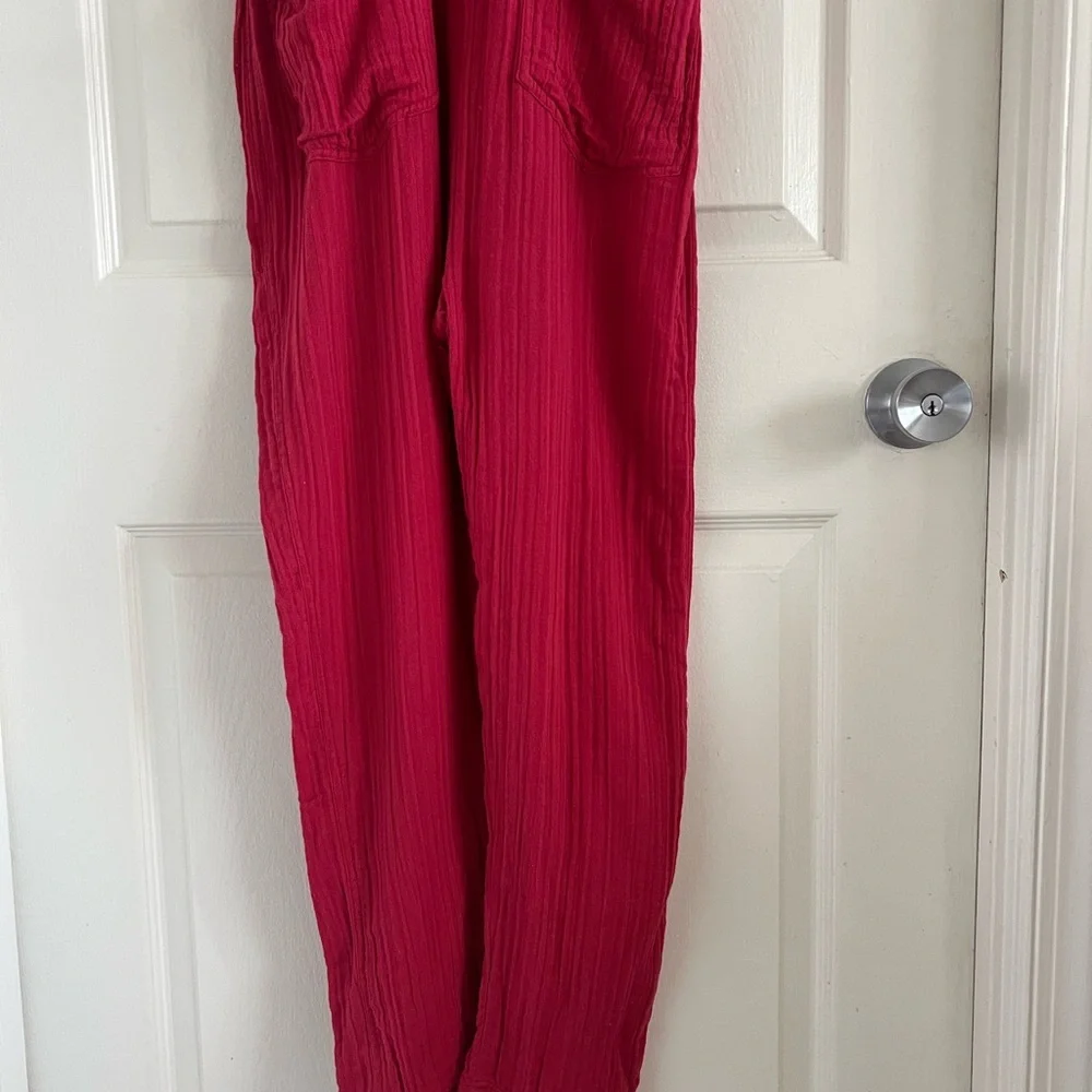 Free People Magenta Ribbed Jumpsuit